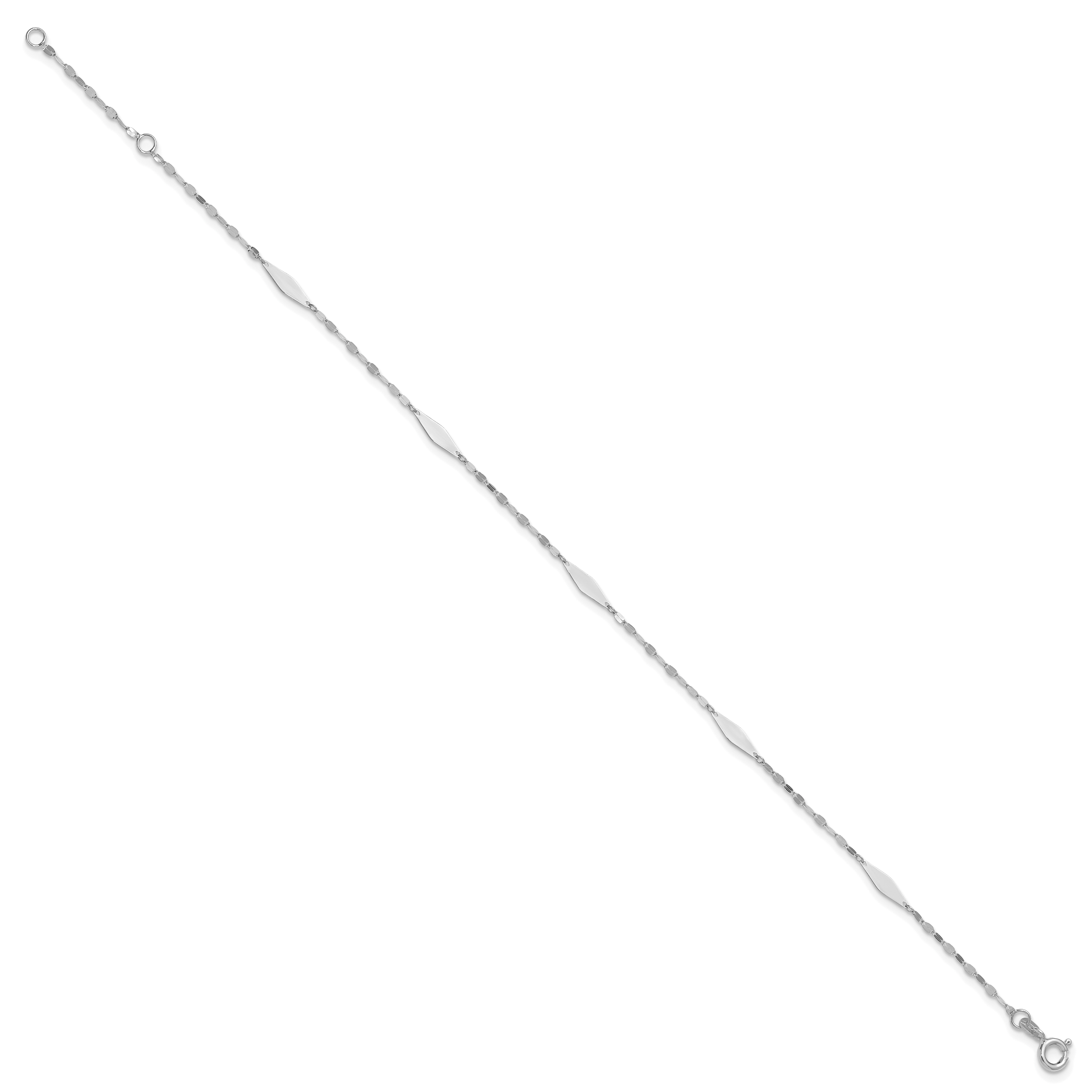 14K White Gold Polished Anklet, 10 in Secondary image