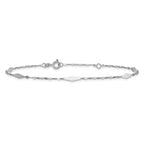 14K White Gold Polished Anklet, 10 in
