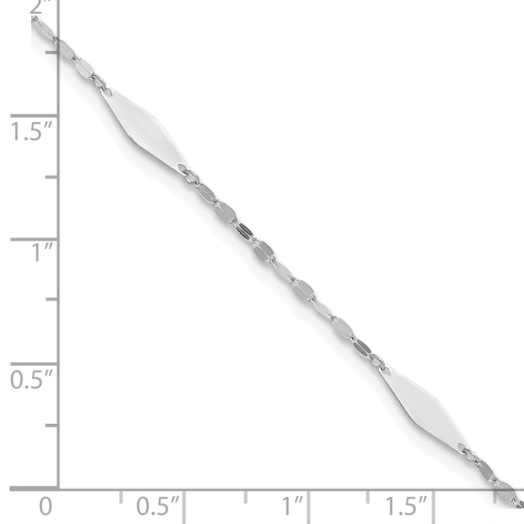 14K White Gold Polished Anklet, 10 in