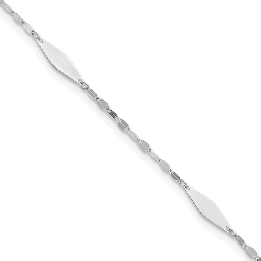 14K White Gold Polished Anklet, 10 in