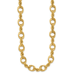 14K Polished Fancy Circle and Rope Link Necklace