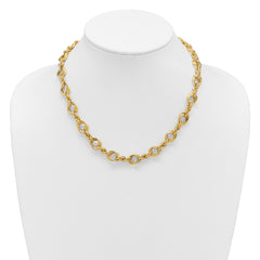 14K Polished Fancy Circle and Rope Link Necklace