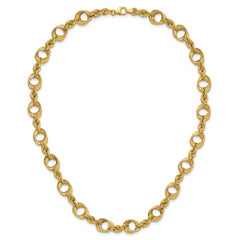 14K Polished Fancy Circle and Rope Link Necklace