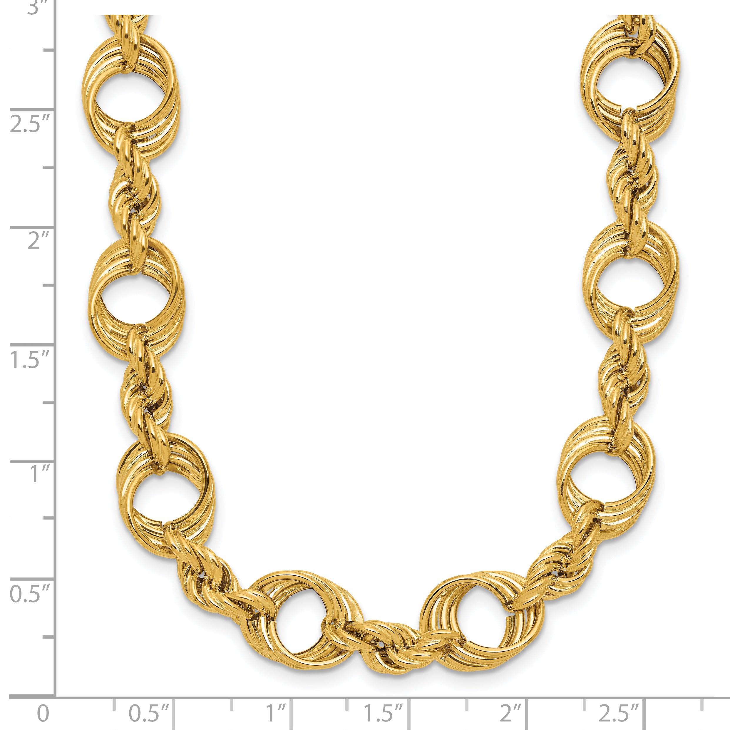 14K Polished Fancy Circle and Rope Link Necklace
