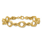 14K Polished Fancy Circle and Rope Link Bracelet