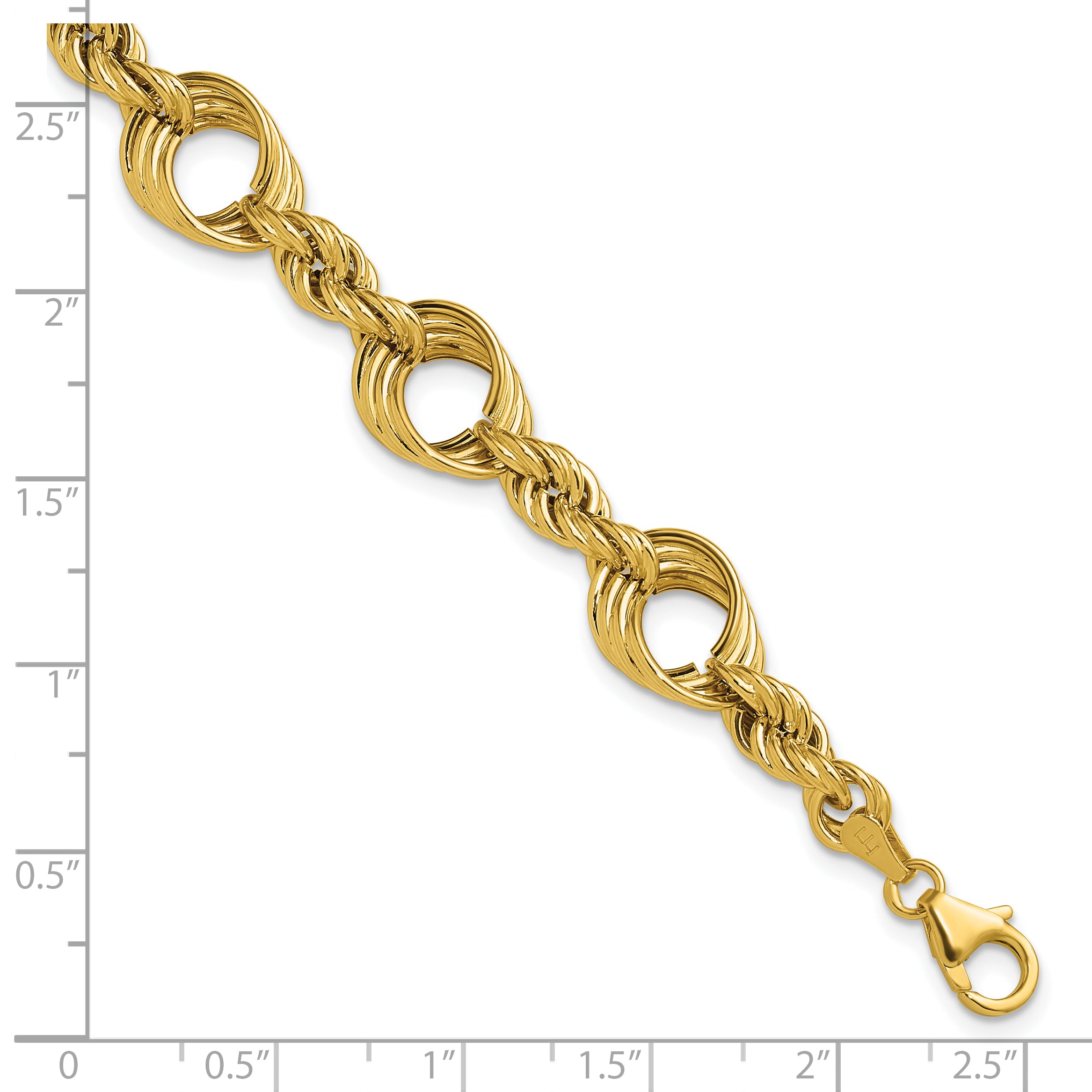 14K Polished Fancy Circle and Rope Link Bracelet