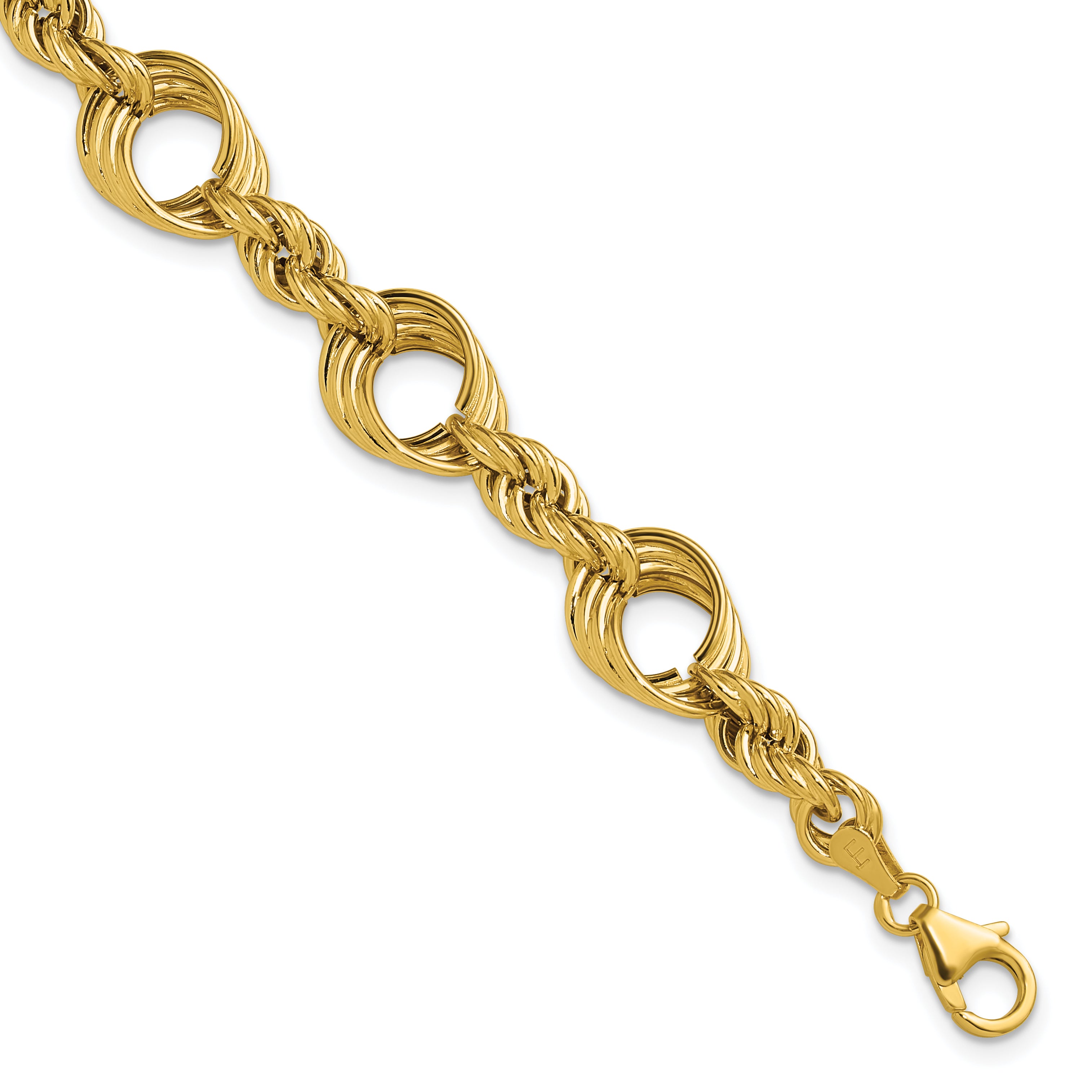14K Polished Fancy Circle and Rope Link Bracelet Main image