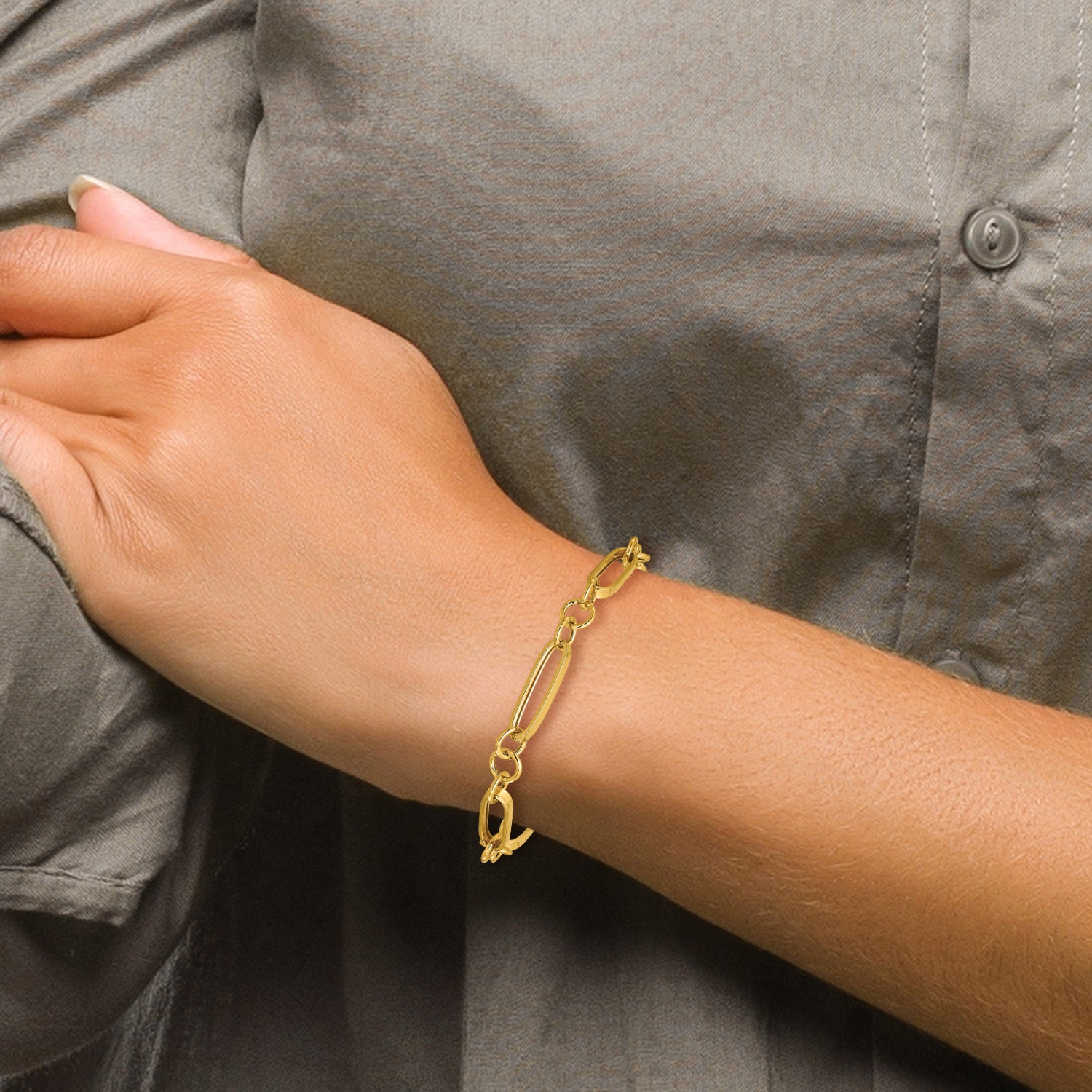 14K Polished Fancy Link Bracelet