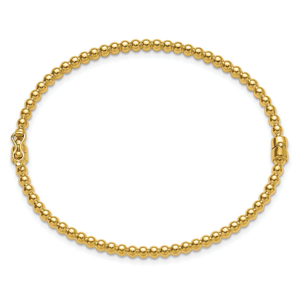 14K Polished Beaded Hinged Bangle