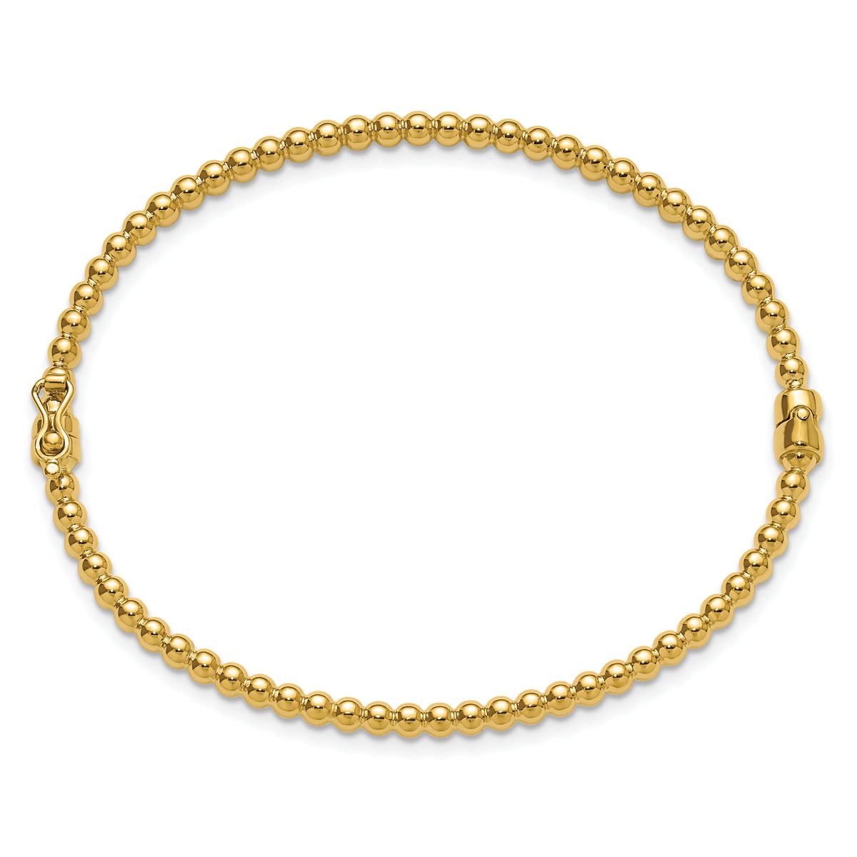 14K Polished Beaded Hinged Bangle