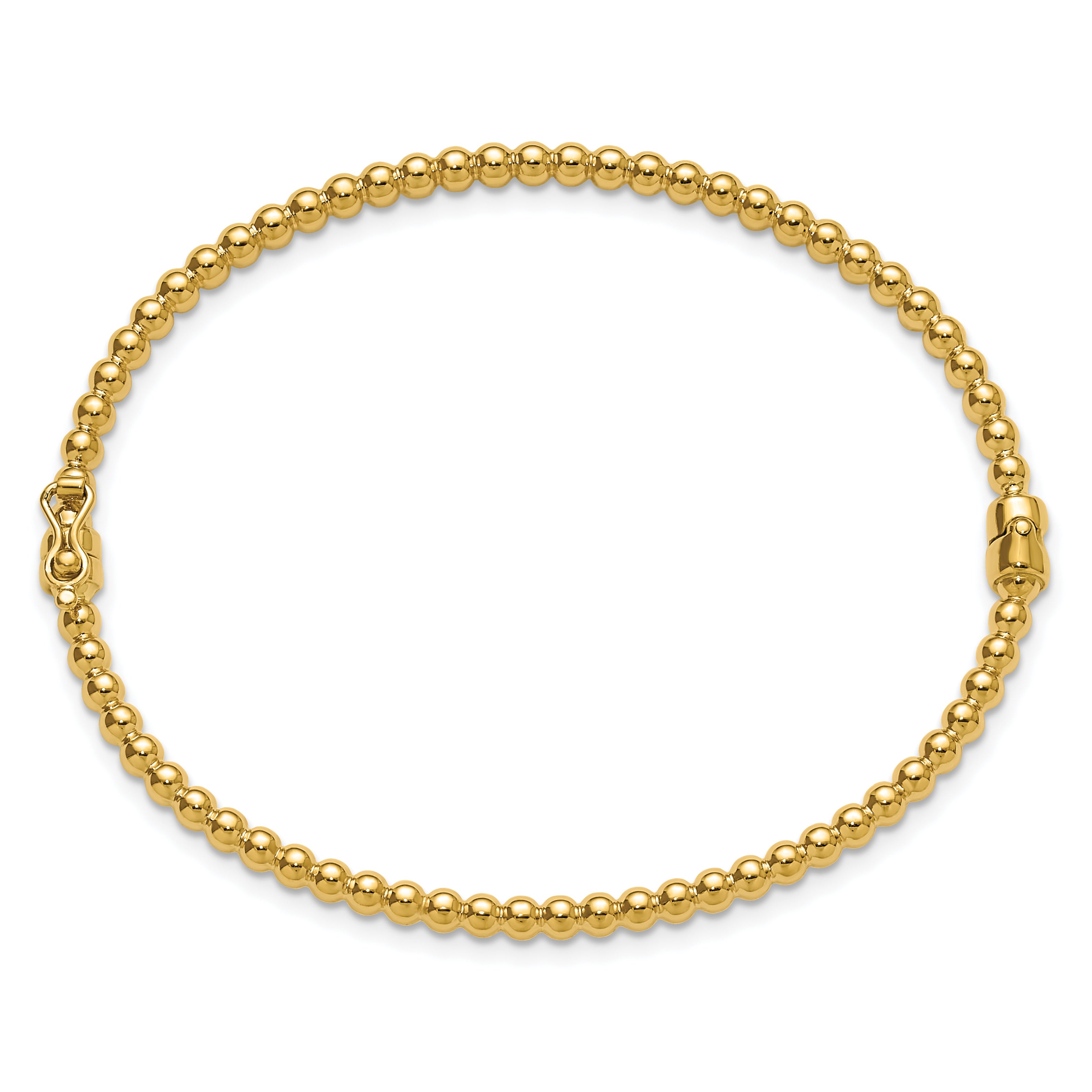 14K Polished Beaded Hinged Bangle