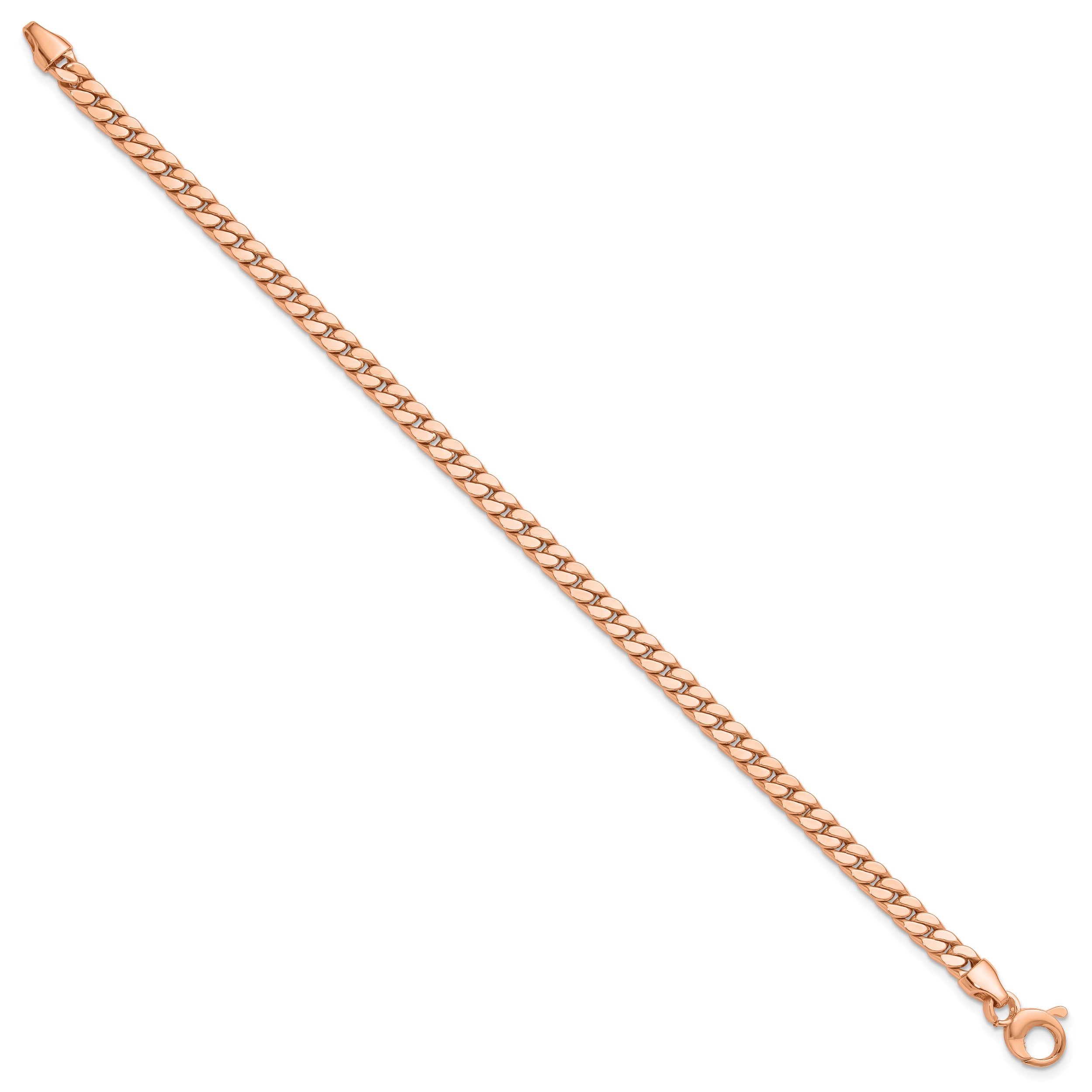 14K Rose Gold Polished Fancy Curb Link Bracelet