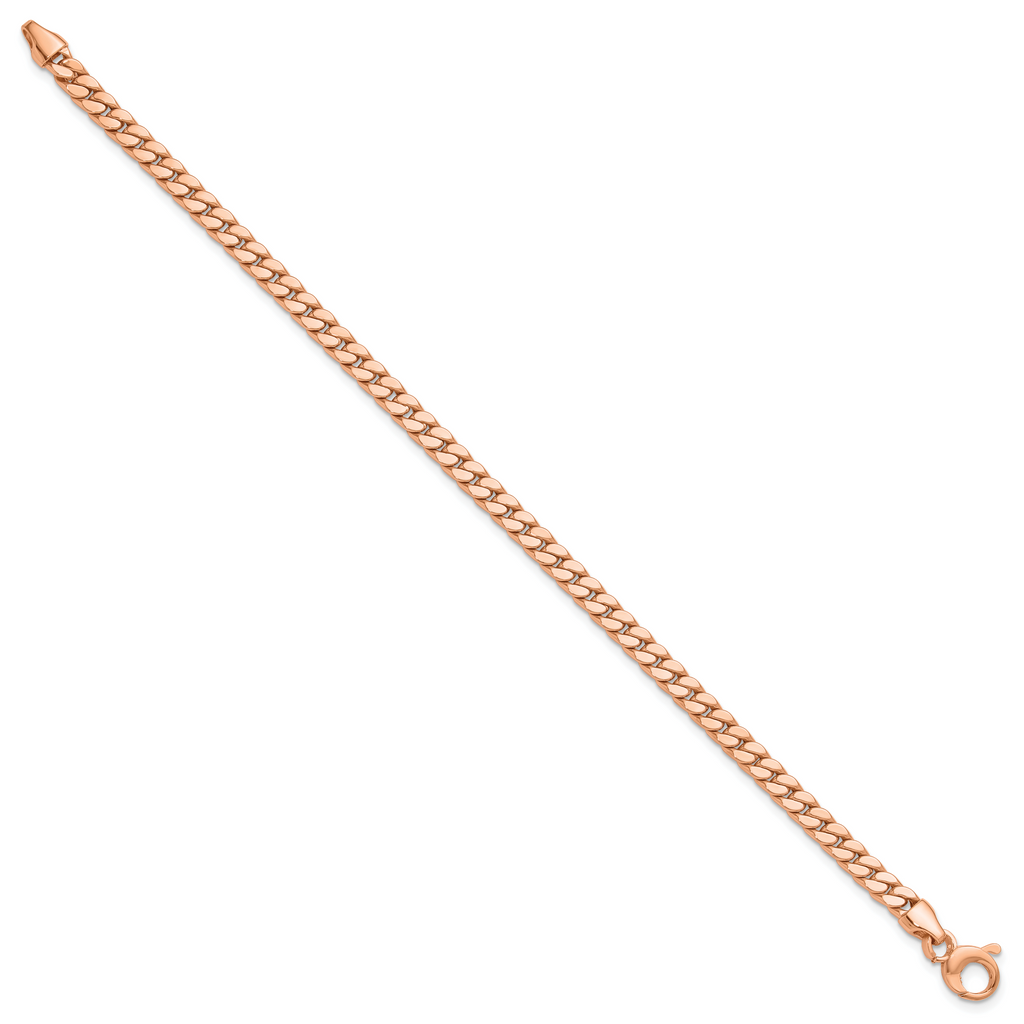 14K Rose Gold Polished Fancy Curb Link Bracelet