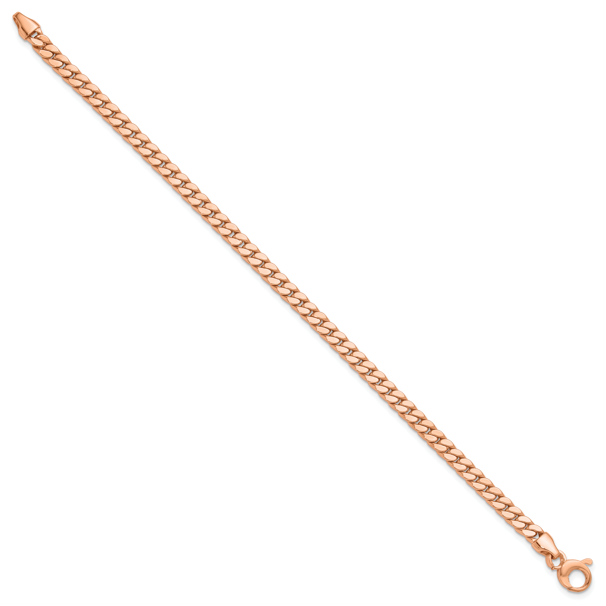 14K Rose Gold Polished Fancy Curb Link Bracelet