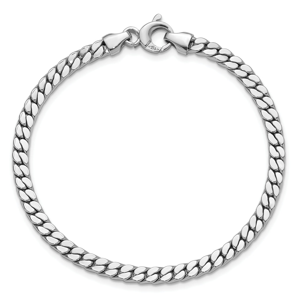 14K White Gold Polished Fancy Curb Link Bracelet
