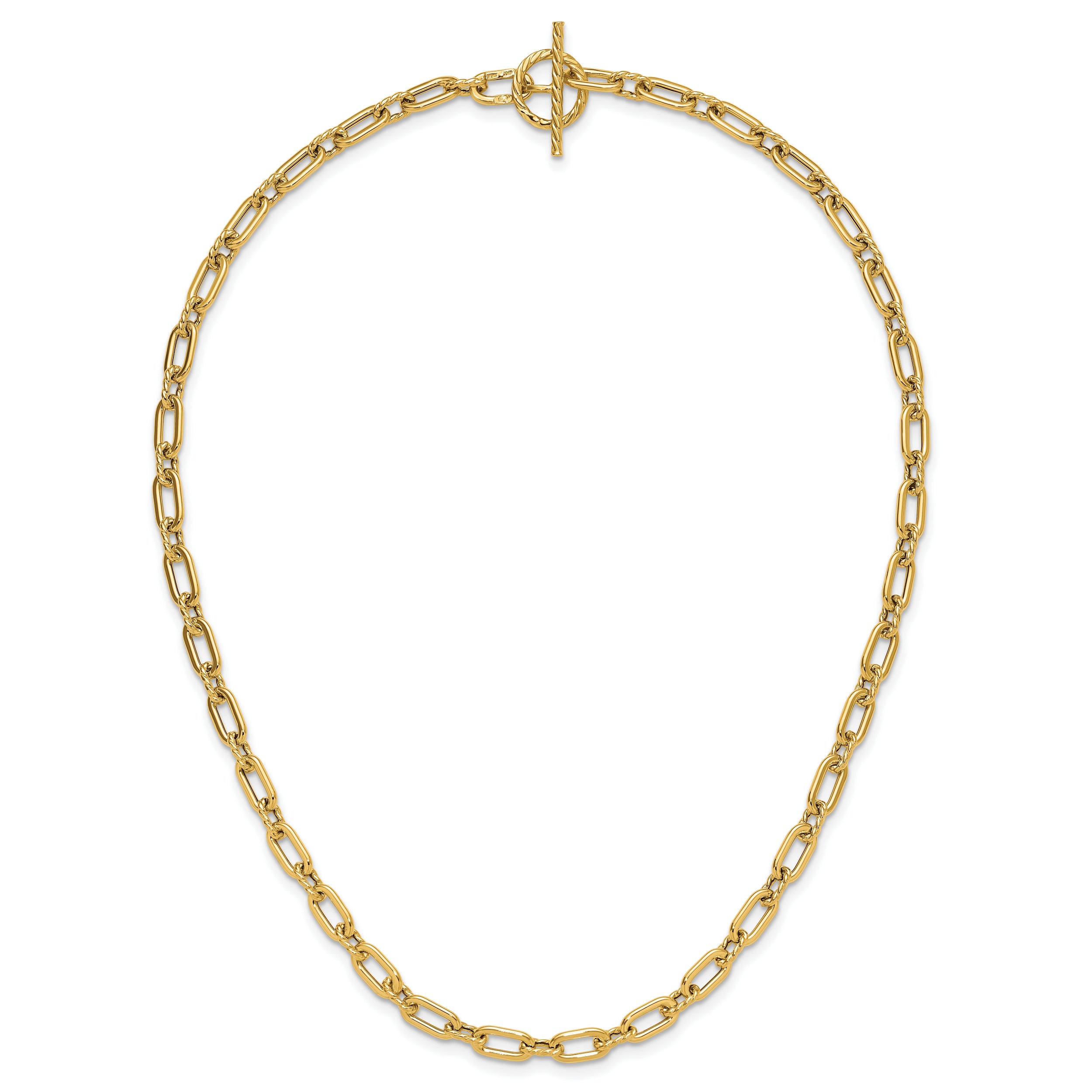 14K Polished and Twisted Fancy Toggle Necklace