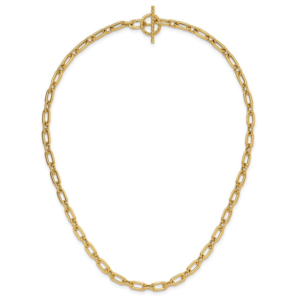 14K Polished and Twisted Fancy Toggle Necklace