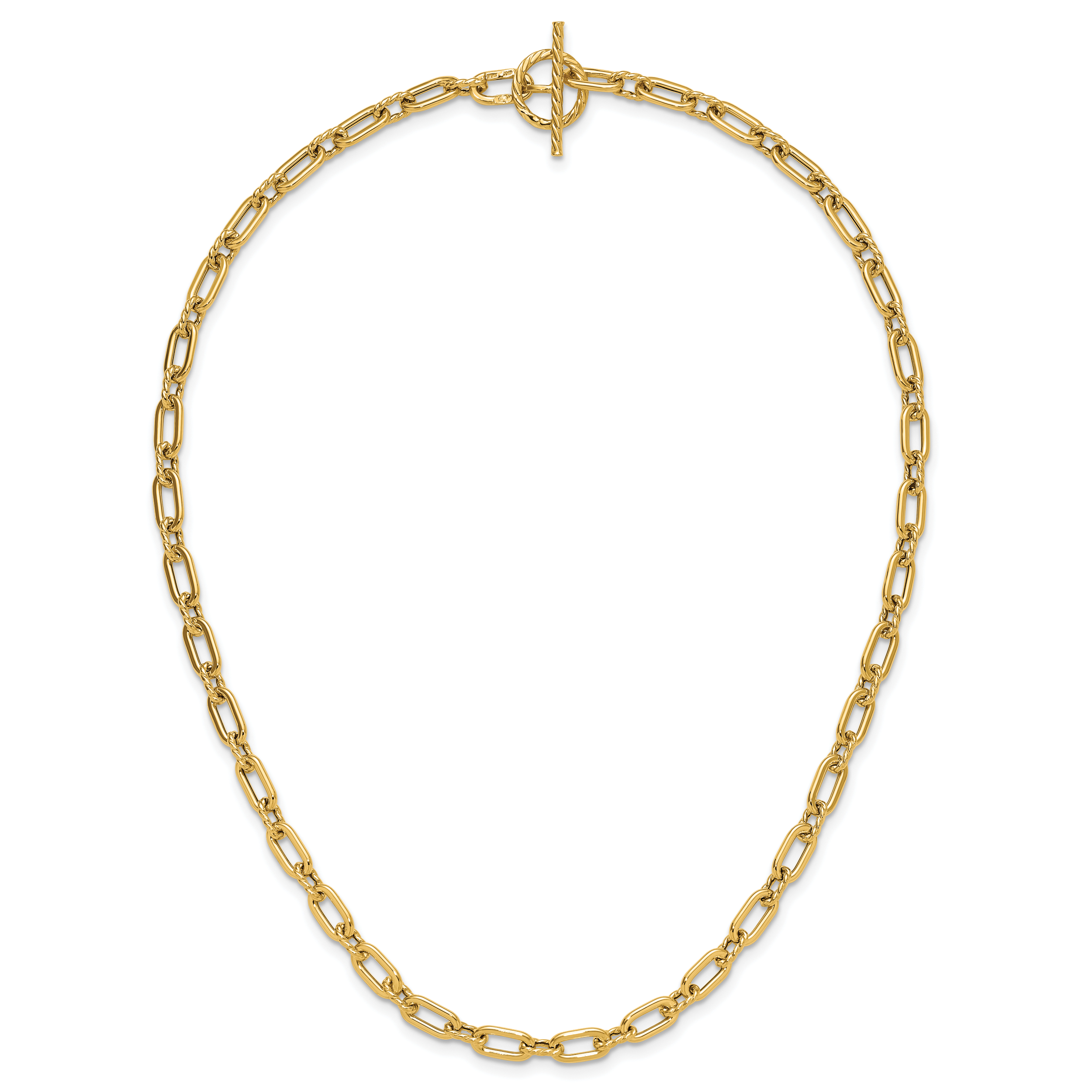 14K Polished and Twisted Fancy Toggle Necklace