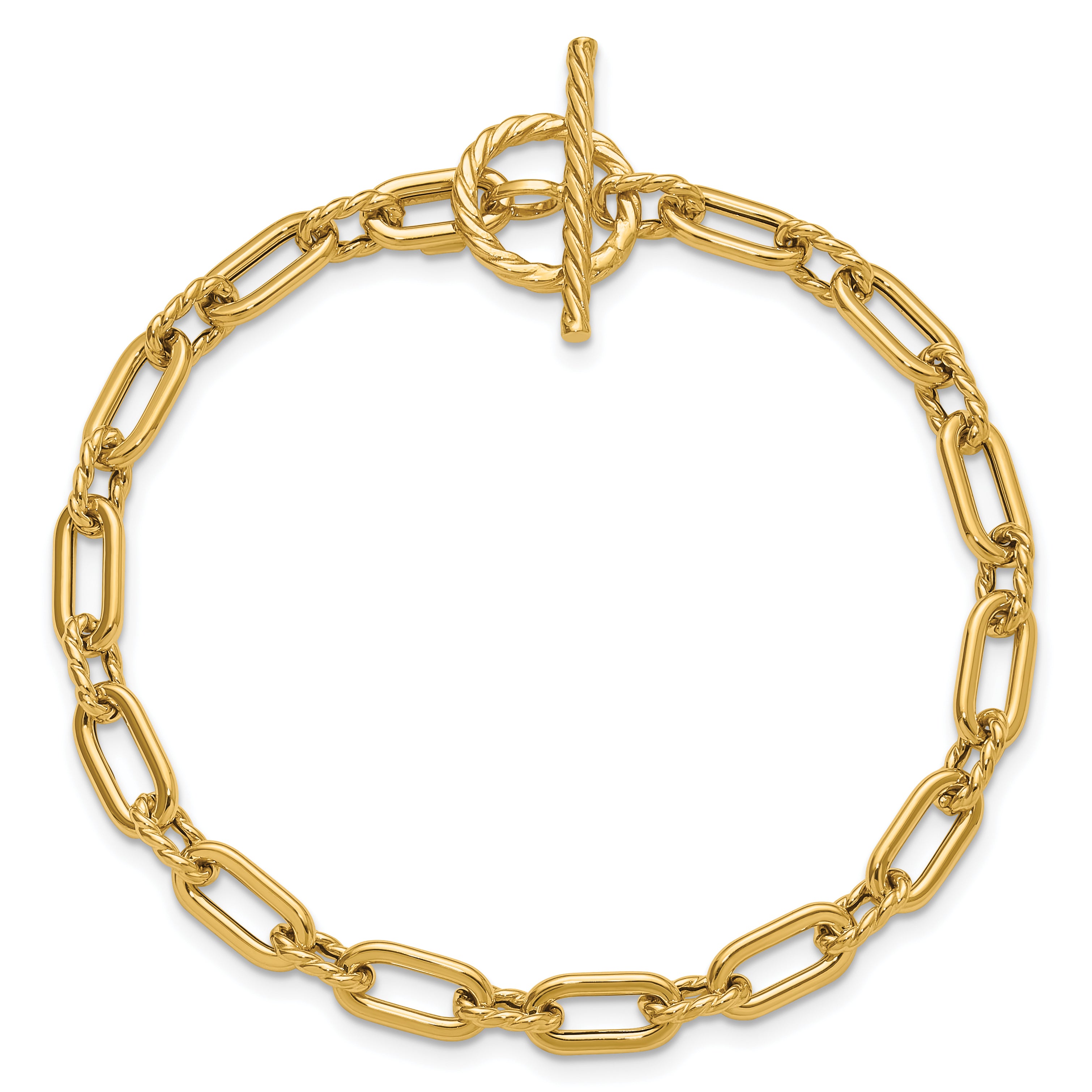 14K Polished and Twisted Fancy Toggle Bracelet