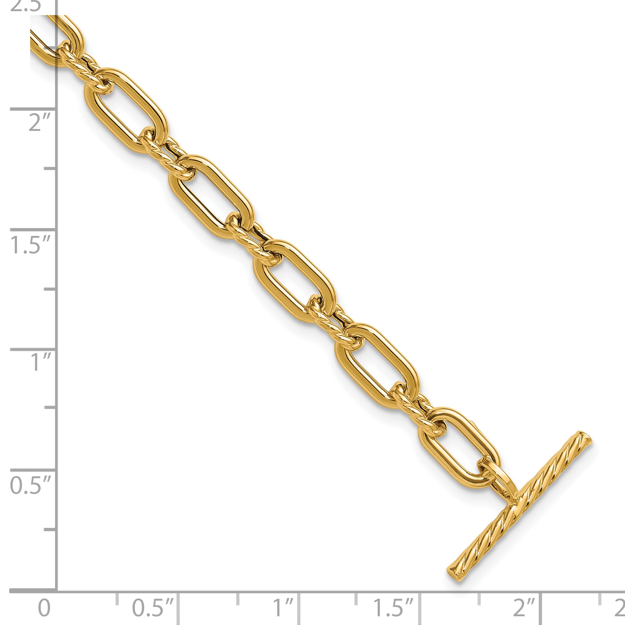 14K Polished and Twisted Fancy Toggle Bracelet