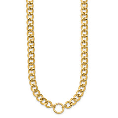 14K Polished Circle Accent Fancy Link Necklace