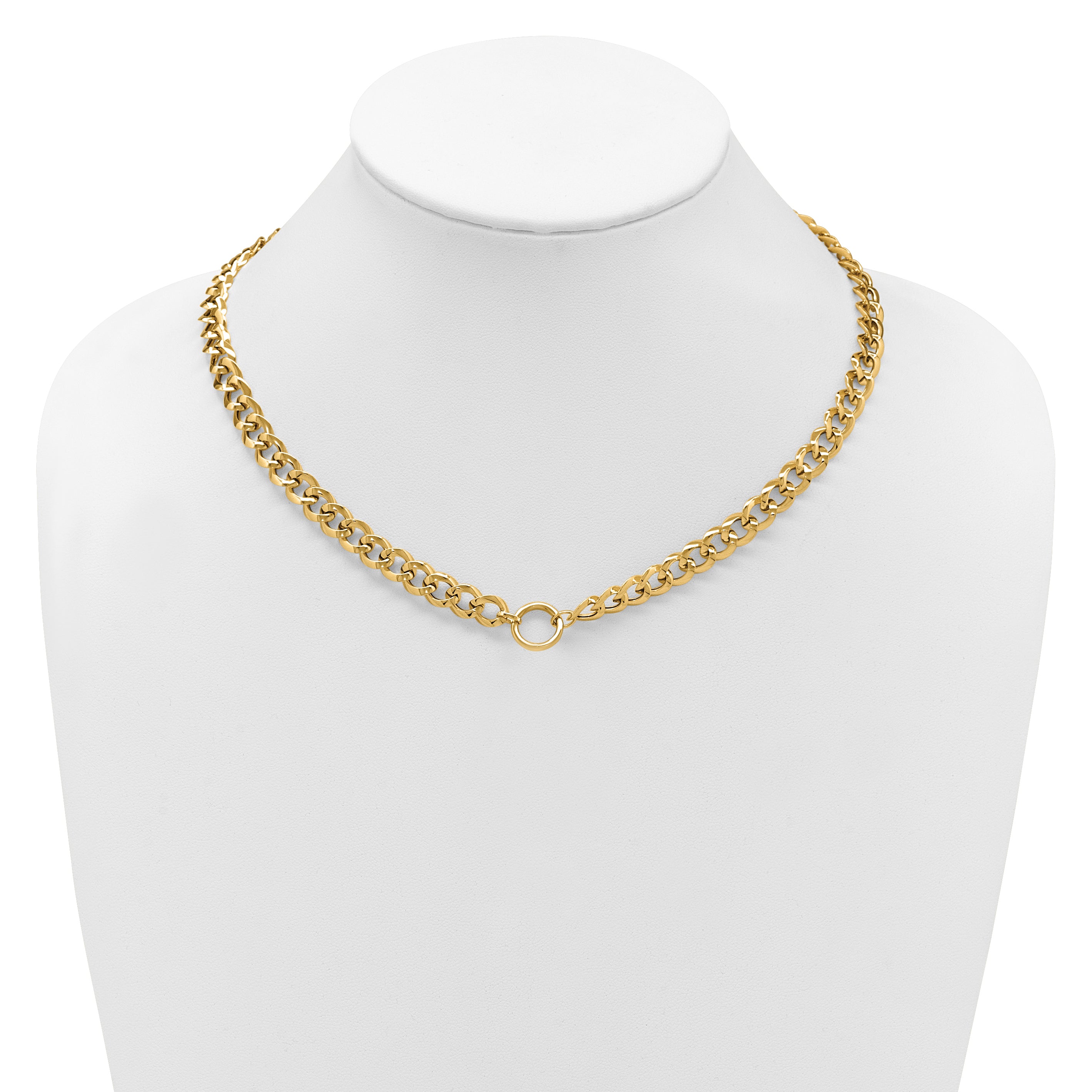 14K Polished Circle Accent Fancy Link Necklace