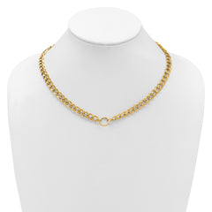 14K Polished Circle Accent Fancy Link Necklace