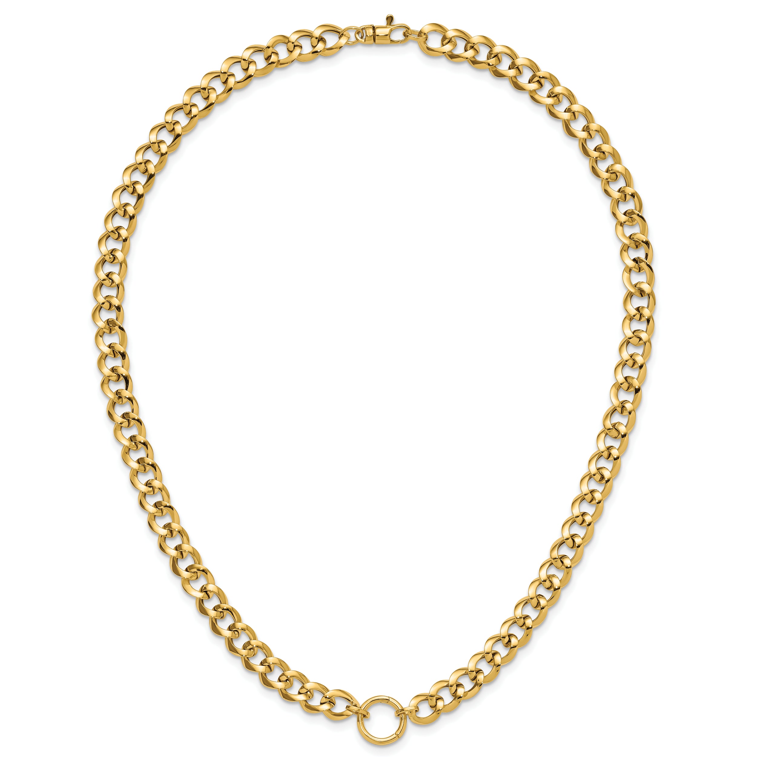 14K Polished Circle Accent Fancy Link Necklace