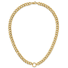 14K Polished Circle Accent Fancy Link Necklace
