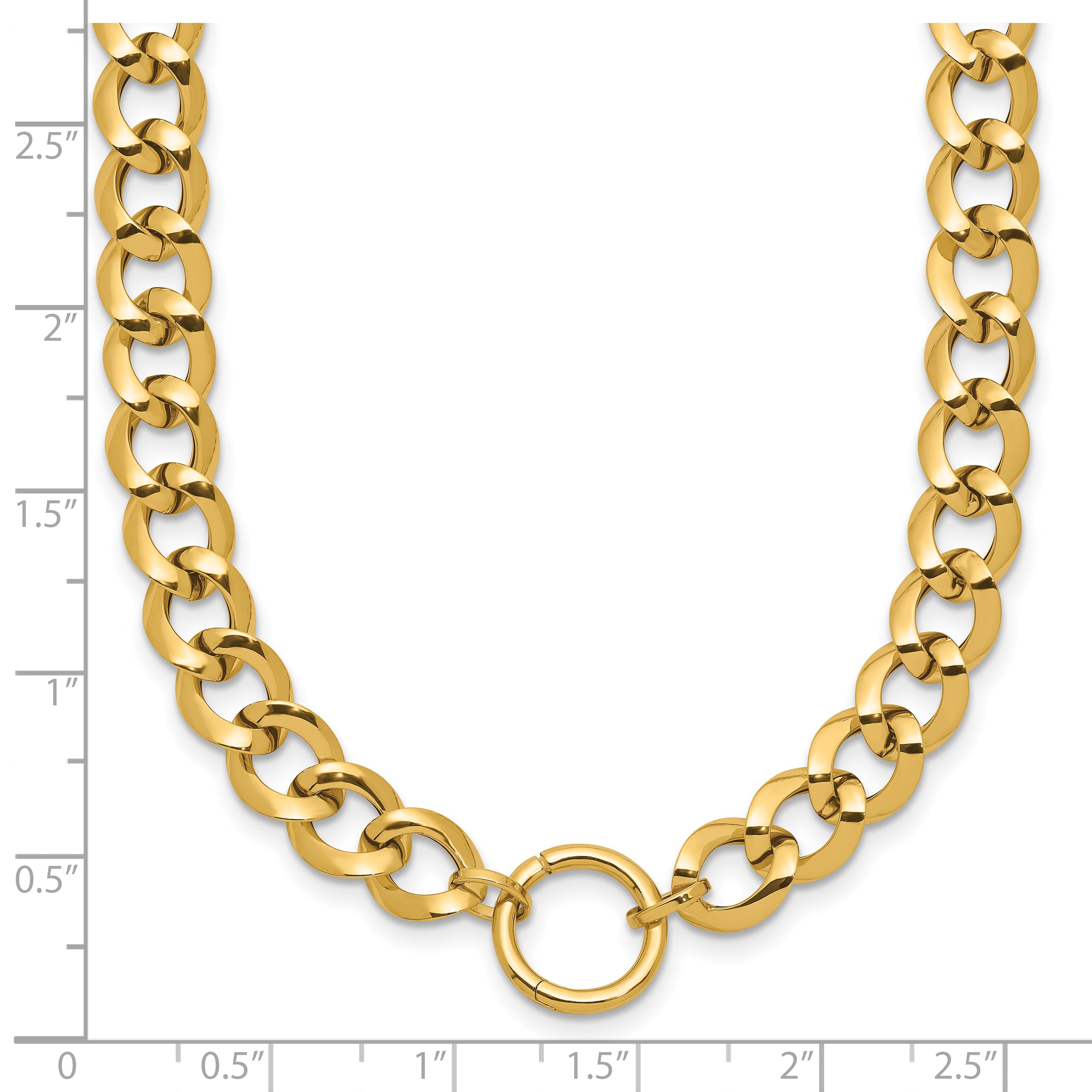 14K Polished Circle Accent Fancy Link Necklace