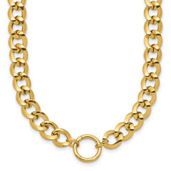 14K Polished Circle Accent Fancy Link Necklace