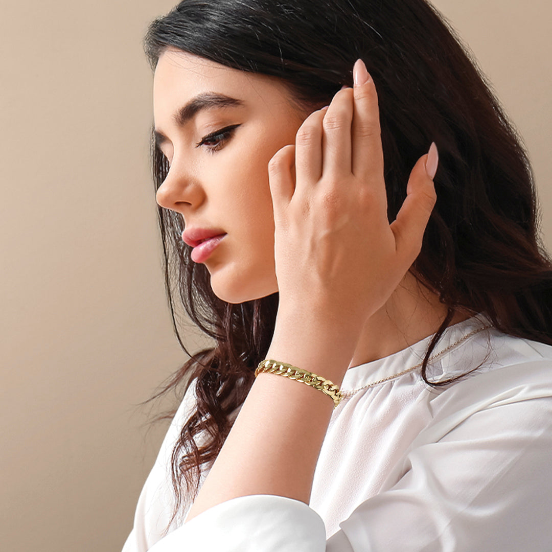14K Polished Fancy Curb Link Bracelet