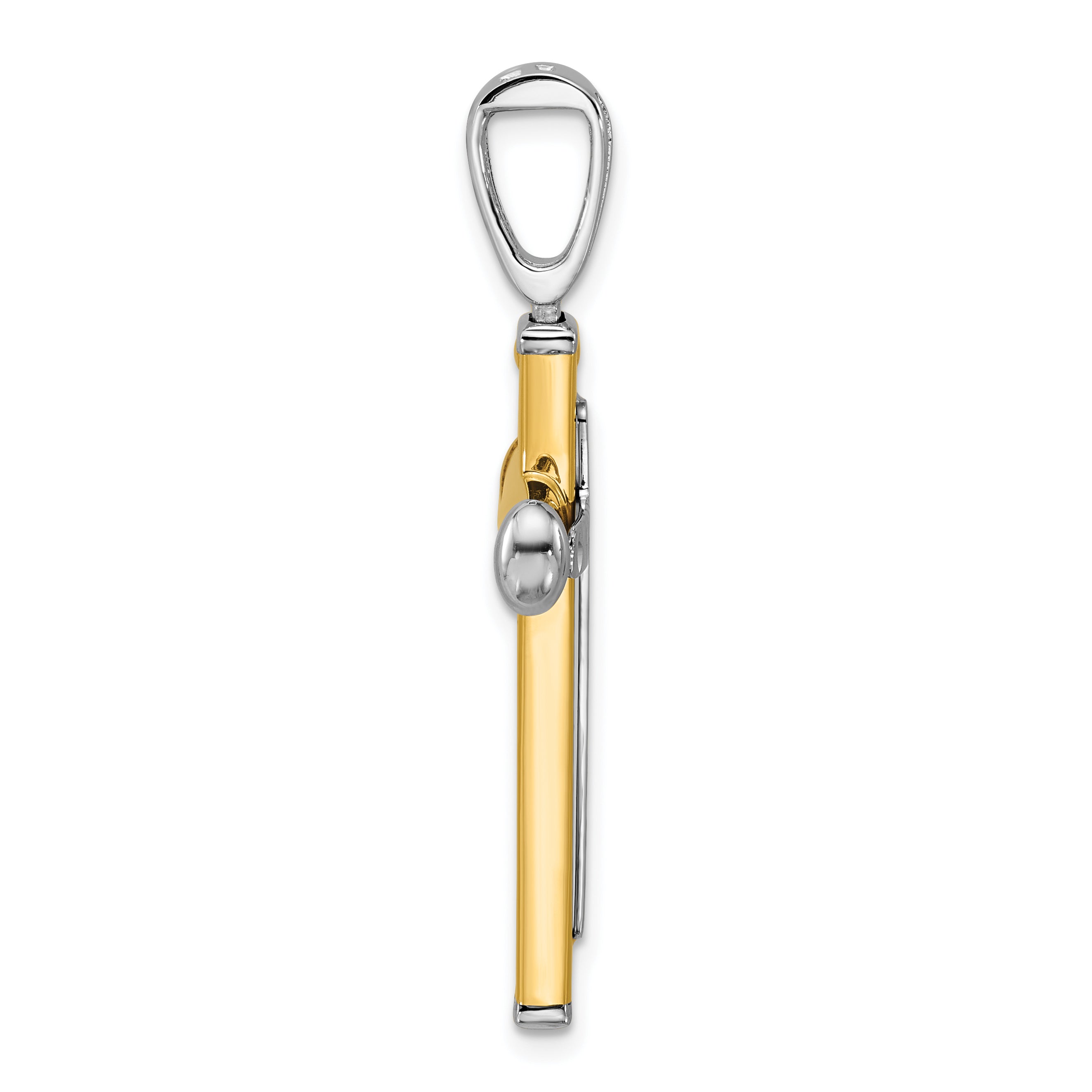 14K Two-tone Polished and Diamond-cut Cross Pendant Secondary image