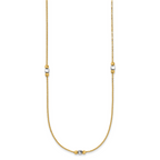 14K Two-tone Polished / Dia-cut Beads w/2in ext. Necklace