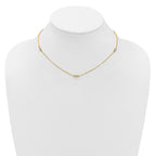 14K Two-tone Polished / Dia-cut Beads w/2in ext. Necklace