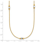14K Two-tone Polished / Dia-cut Beads w/2in ext. Necklace