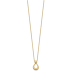 14K Polished / Dia-cut Open Teardrop w/2in ext. Necklace