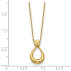 14K Polished / Dia-cut Open Teardrop w/2in ext. Necklace