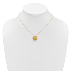 14K Polished / Dia-cut Puffed Heart w/2in ext. Necklace