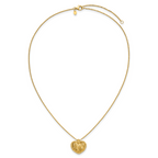 14K Polished / Dia-cut Puffed Heart w/2in ext. Necklace