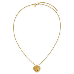 14K Polished / Dia-cut Puffed Heart w/2in ext. Necklace