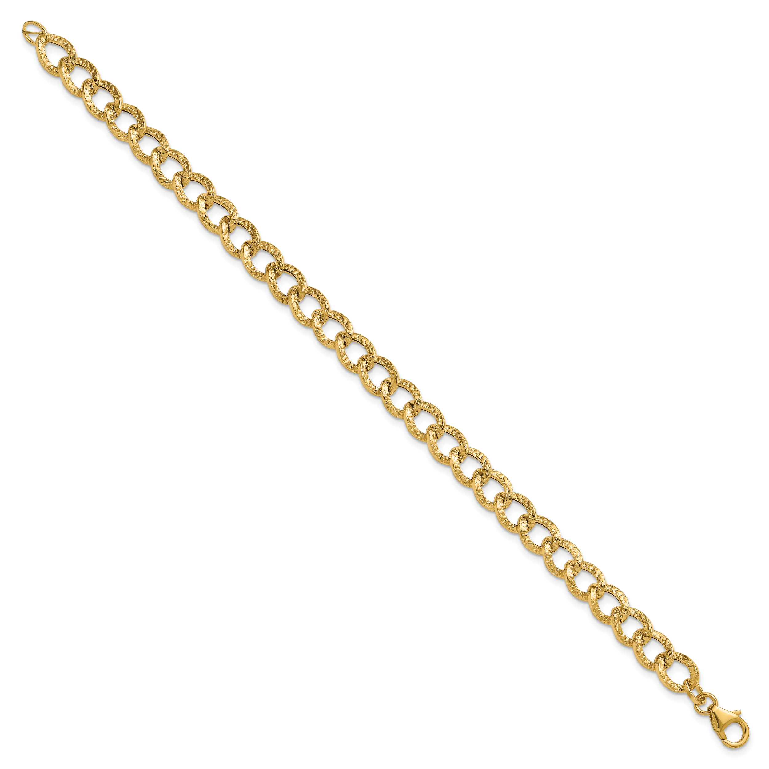 14K Polished and Textured Fancy Link Bracelet Secondary image
