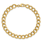 14K Polished and Textured Fancy Link Bracelet