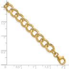 14K Polished and Textured Fancy Link Bracelet