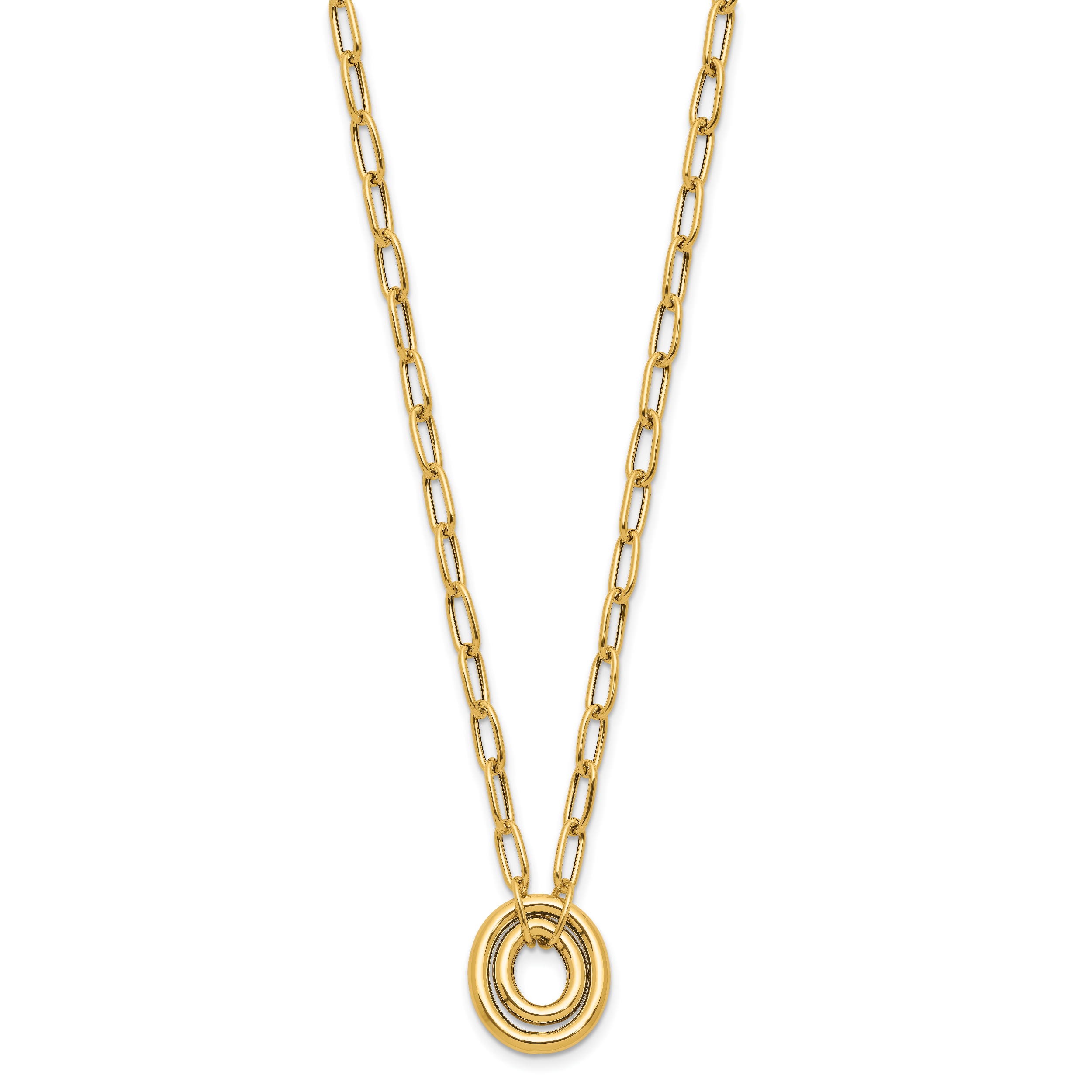 14K Polished Paper Clip Link with Oval Accent Necklace Secondary image