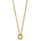 14K Polished Paper Clip Link with Oval Accent Necklace