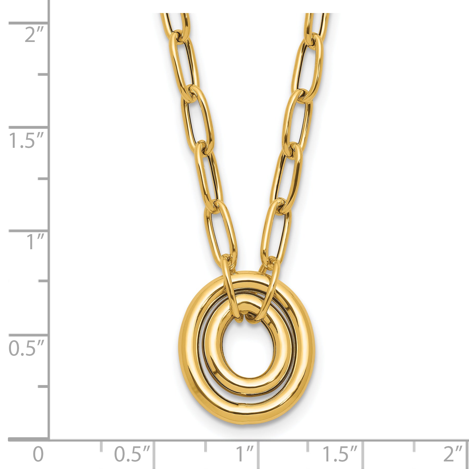 14K Polished Paper Clip Link with Oval Accent Necklace