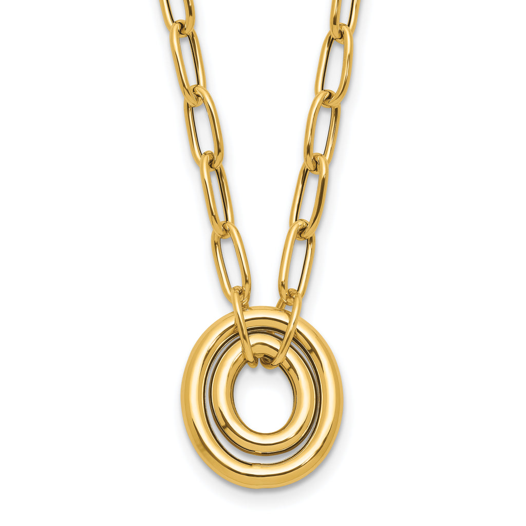 14K Polished Paper Clip Link with Oval Accent Necklace