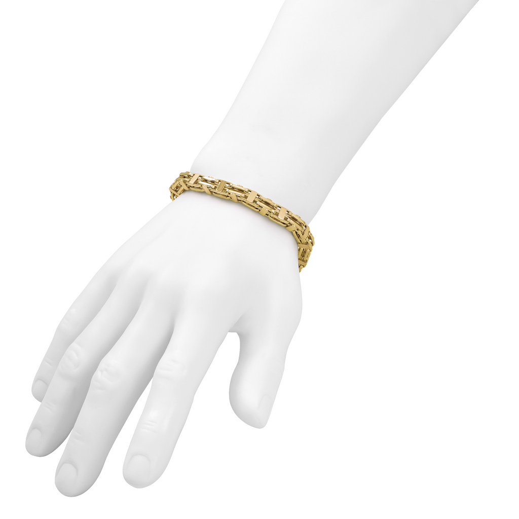 14K Polished Fancy Link Men's Bracelet
