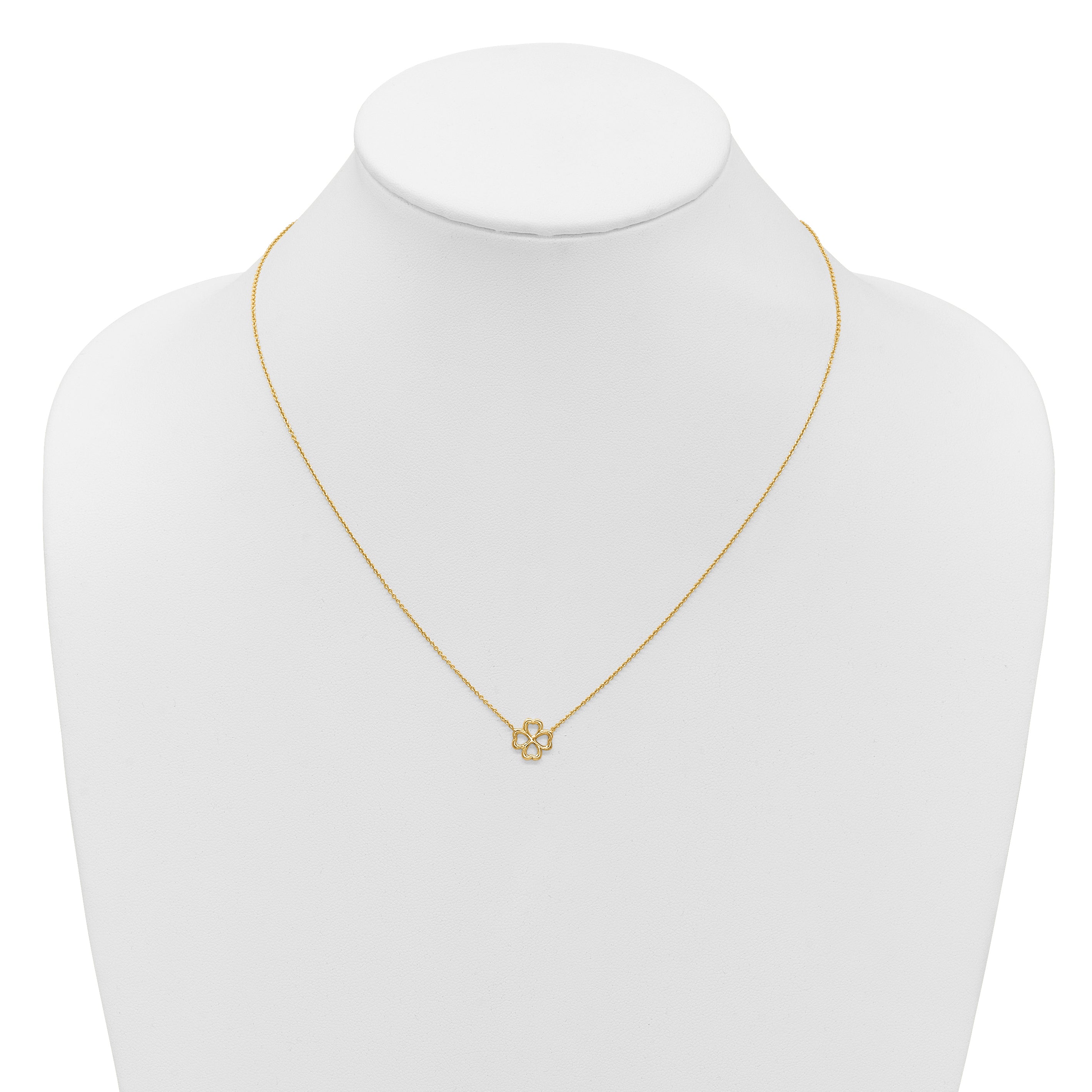 14K Polished 4-Leaf Clover w/2in ext. Necklace